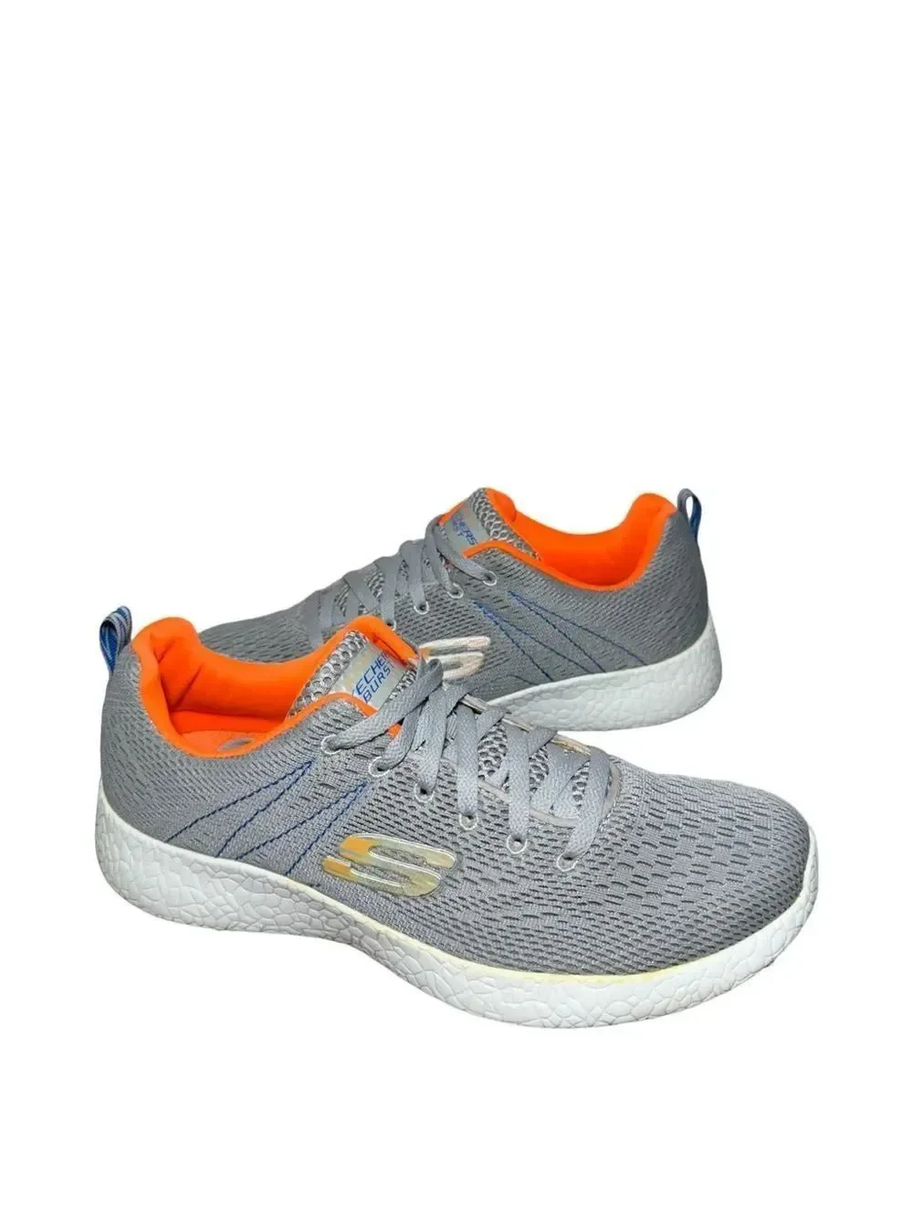 Skechers Men's Gray & Orange Lightweight Knit Sneaker size 9.5